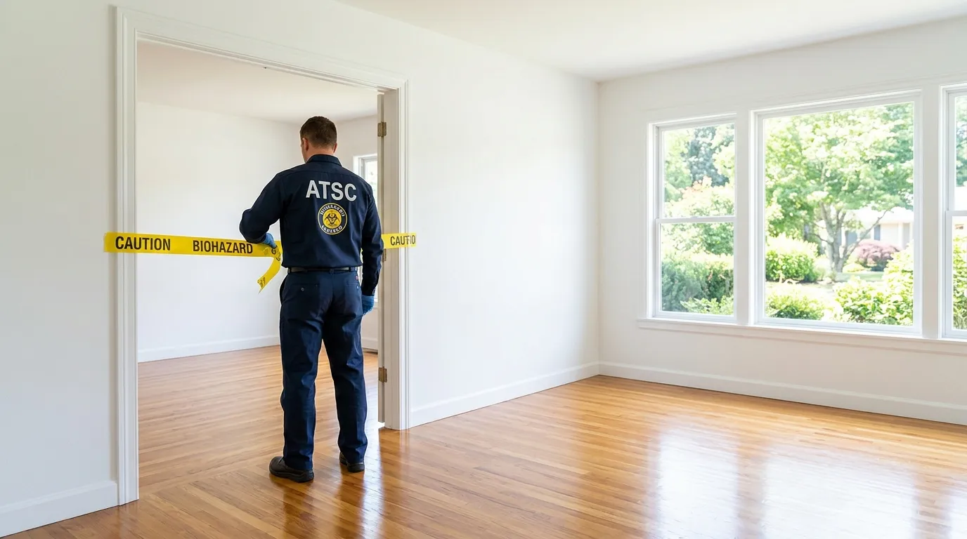 Certified biohazard cleanup crew performing Decomposition Cleanup in Teaneck